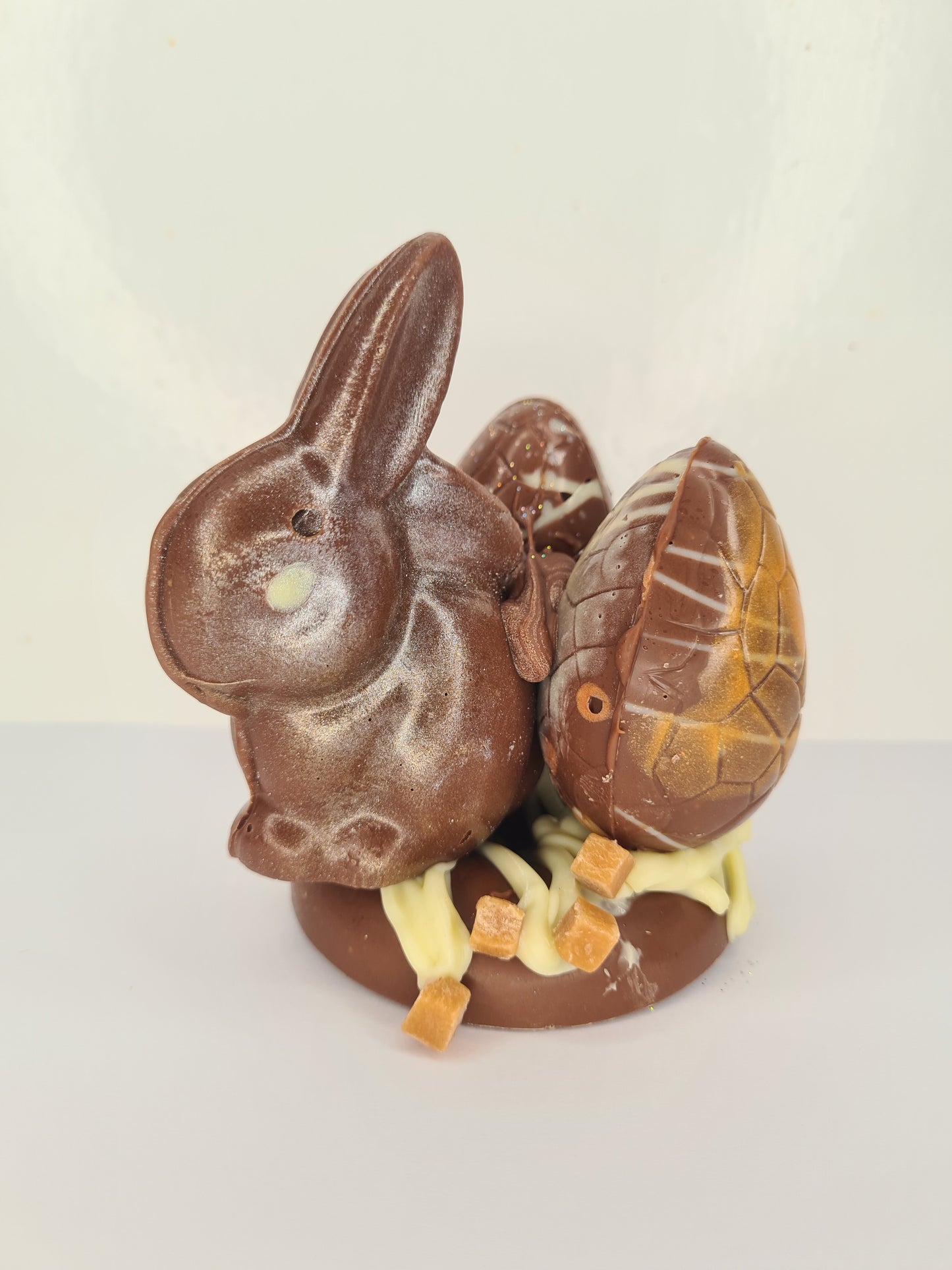 Caramel and Milk Chocolate Ganache Eggs and Bunny Nest