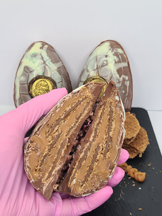 Stuffed Egg Caramel Ganache and Stroop Waffle