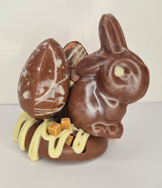 Caramel and Milk Chocolate Ganache Eggs and Bunny Nest